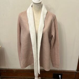 Lety & Me mauve and white mixed media open cardigan Size M New